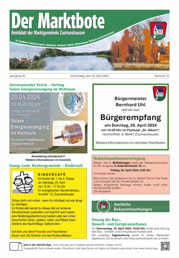 Zusmarshausen - Der Marktbote Titelblatt 16/2024
