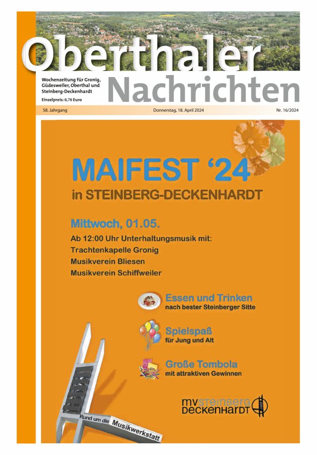 Oberthaler Nachrichten Titelblatt 16/2024