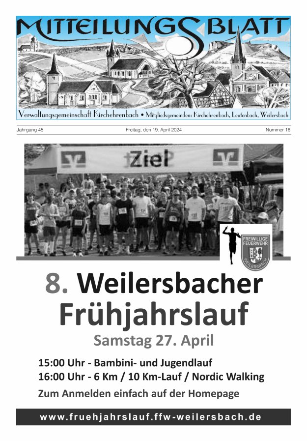 Mitteilungsblatt Verwaltungsgemeinschaft Kirchehrenbach Titelblatt 16/2024