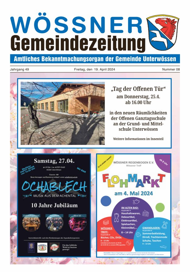 Wössner Gemeindezeitung Amtliches Bekanntmachungsorgan der Gemeinde Unterwössen Titelblatt 08/2024
