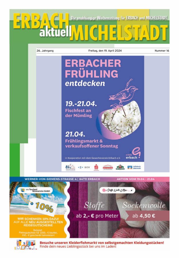 Erbach-Michelstadt aktuell Titelblatt 16/2024