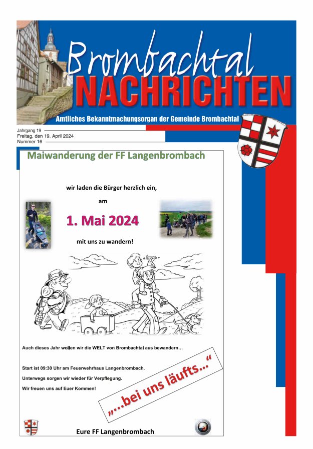 Brombachtal-Nachrichten Amtsblatt der Gemeinde Brombachtal Titelblatt 16/2024