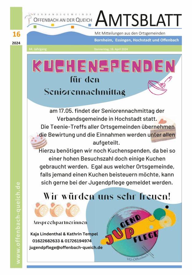Amtsblatt VG Offenbach an der Queich Titelblatt 16/2024