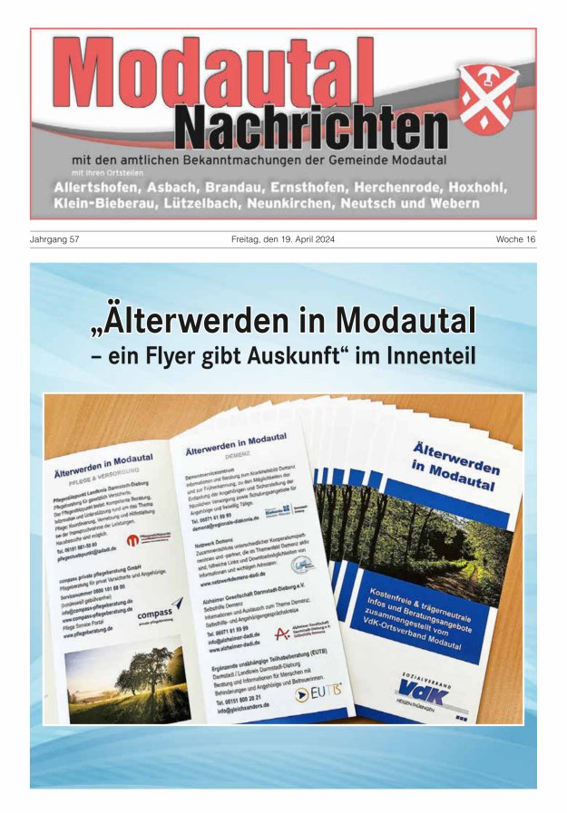 Modautal-Nachrichten Titelblatt 16/2024