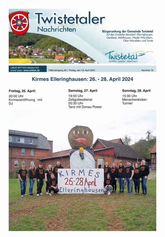 Twistetaler Nachrichten Titelblatt 16/2024