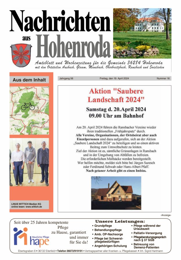 Nachrichten aus Hohenroda Titelblatt 16/2024