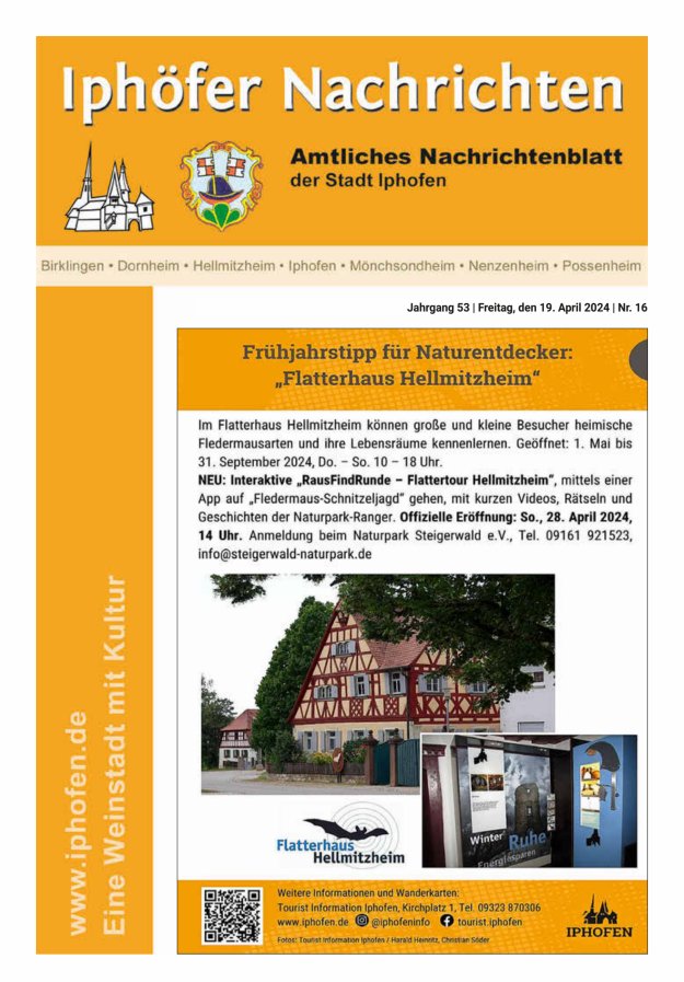 Iphöfer Nachrichten Titelblatt 16/2024