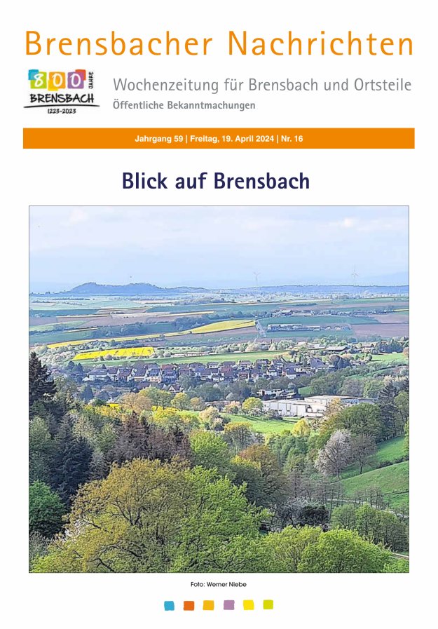 Brensbacher Nachrichten Titelblatt 16/2024