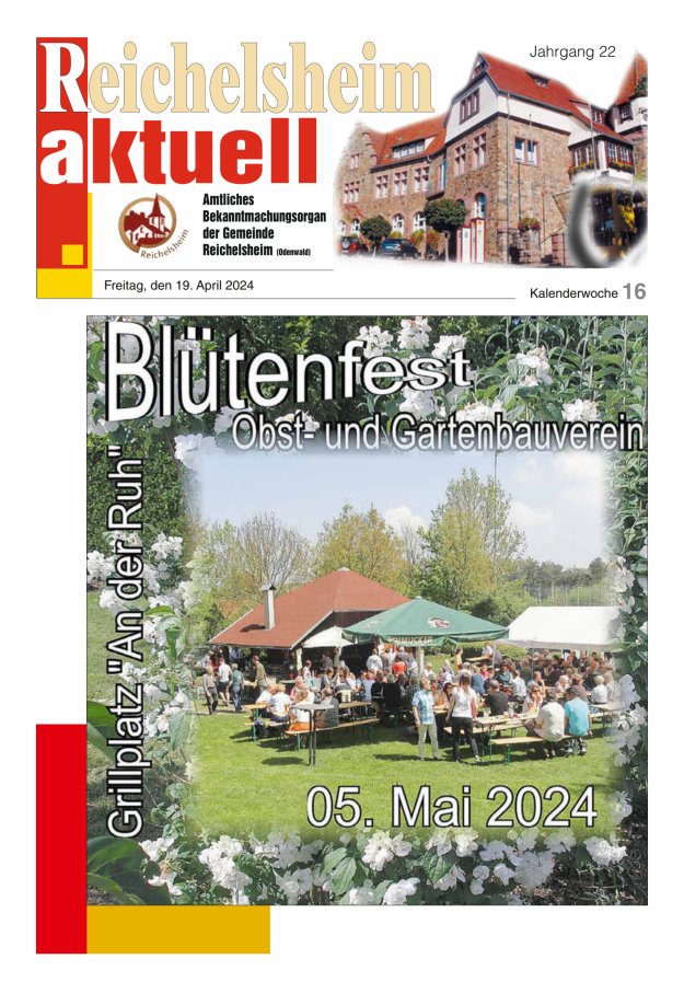 Reichelsheim aktuell - Amtsblatt der Gemeinde Reichelsheim(Odenwald) Titelblatt 16/2024