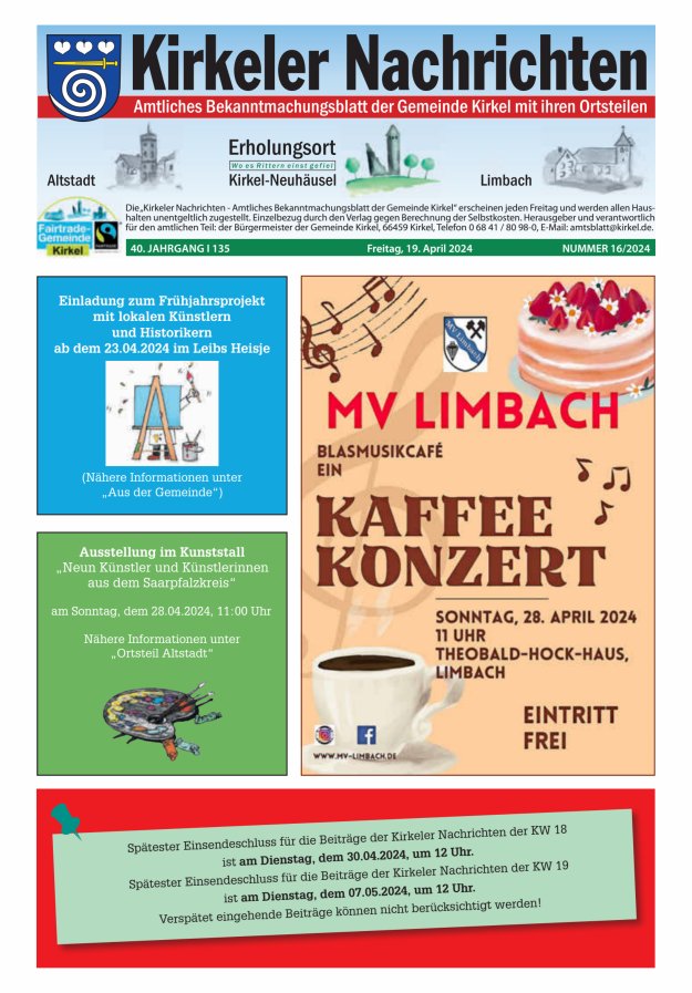 Kirkeler Nachrichten Titelblatt 16/2024