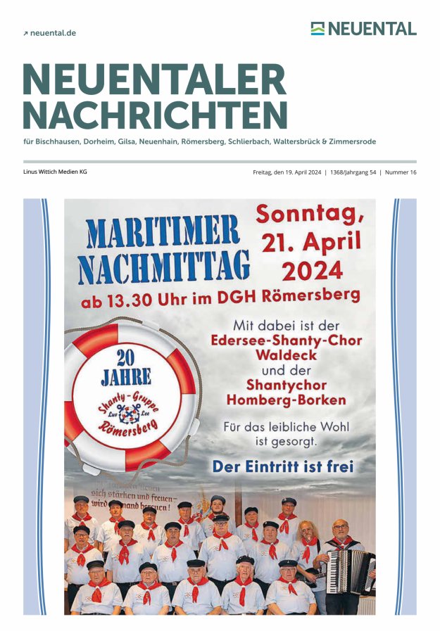 Neuentaler Nachrichten Titelblatt 16/2024