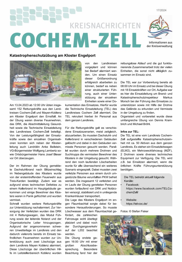 Kreisnachrichten Cochem-Zell Titelblatt 17/2024