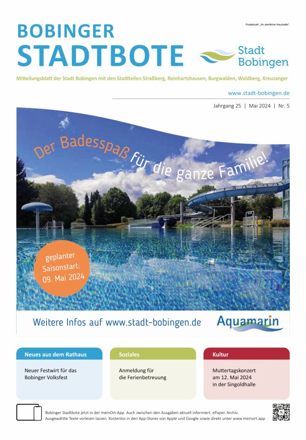 Bobinger Stadtbote Titelblatt 05/2024