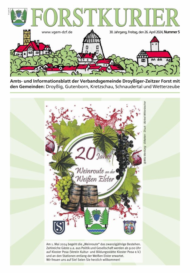 Forstkurier Amts- u. Informationsblatt VG Droyßiger-Zeitzer Forst Titelblatt 05/2024