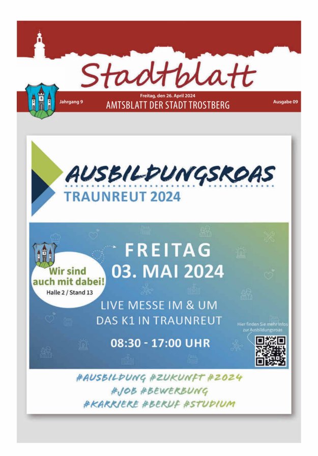 Stadtblatt Trostberg an der Alz Titelblatt 09/2024