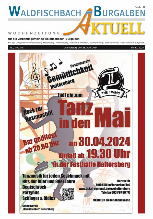 Amtsblatt der Verbandsgemeinde Waldfischbach-Burgalben Titelblatt 17/2024