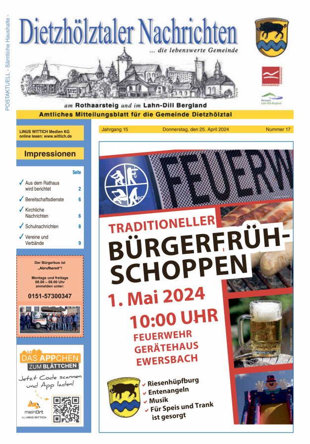 Dietzhölztaler Nachrichten Titelblatt 17/2024