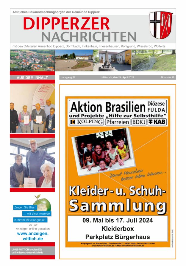 Dipperzer Nachrichten Titelblatt 17/2024