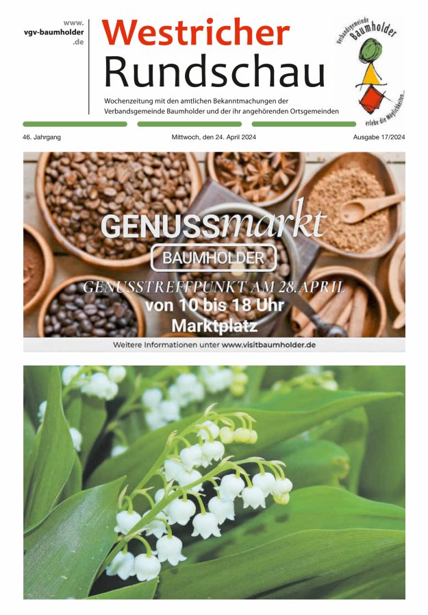 Westricher Rundschau VG Baumholder Titelblatt 17/2024