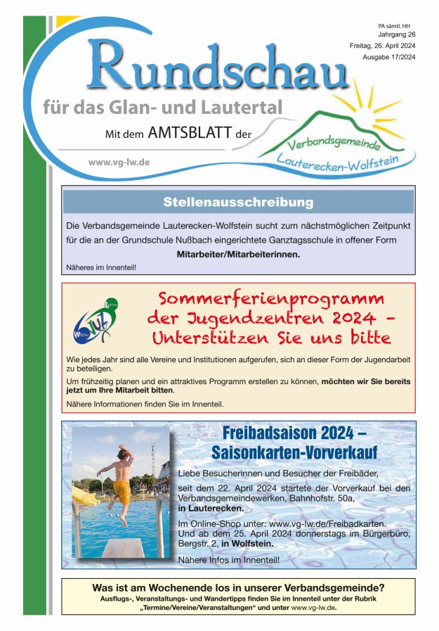Rundschau für das Glan- und Lautertal Titelblatt 17/2024