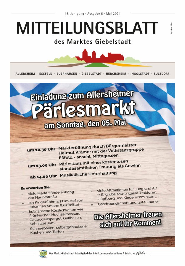 Mitteilungsblatt des Marktes Giebelstadt Titelblatt 05/2024