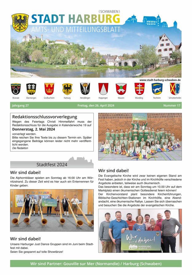 Amts- und Mitteilungsblatt der Stadt Harburg Titelblatt 17/2024