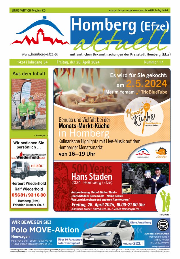 Homberg Efze aktuell Titelblatt 17/2024