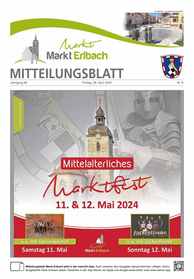 Mitteilungsblatt Markt Erlbach Titelblatt 09/2024