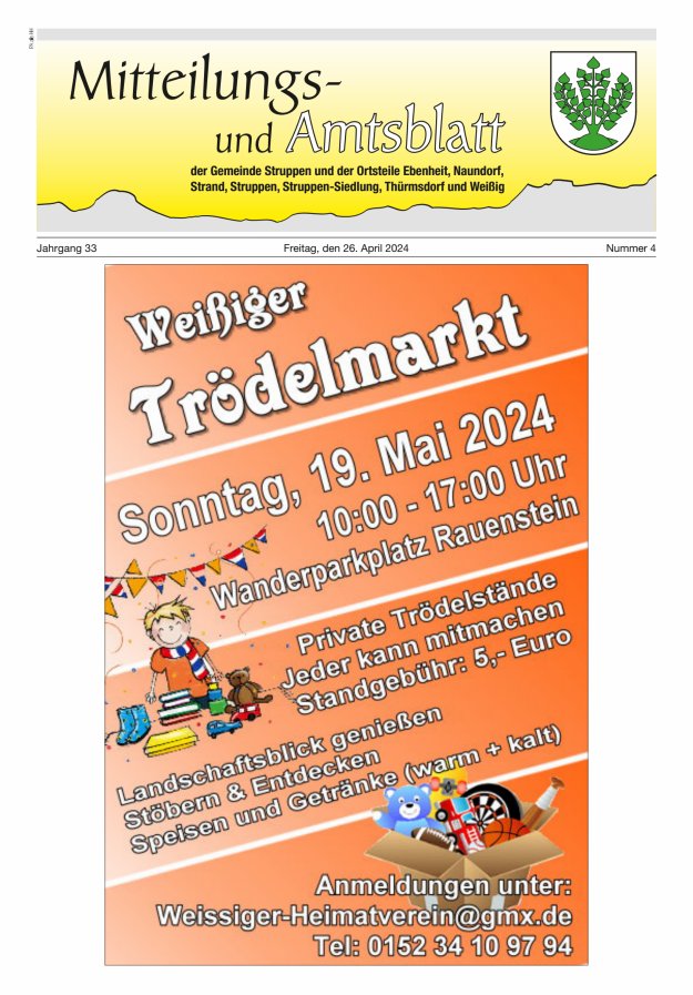 Mitteilungs- und Amtsblatt der Gemeinde Struppen und der Ortsteile Titelblatt 04/2024