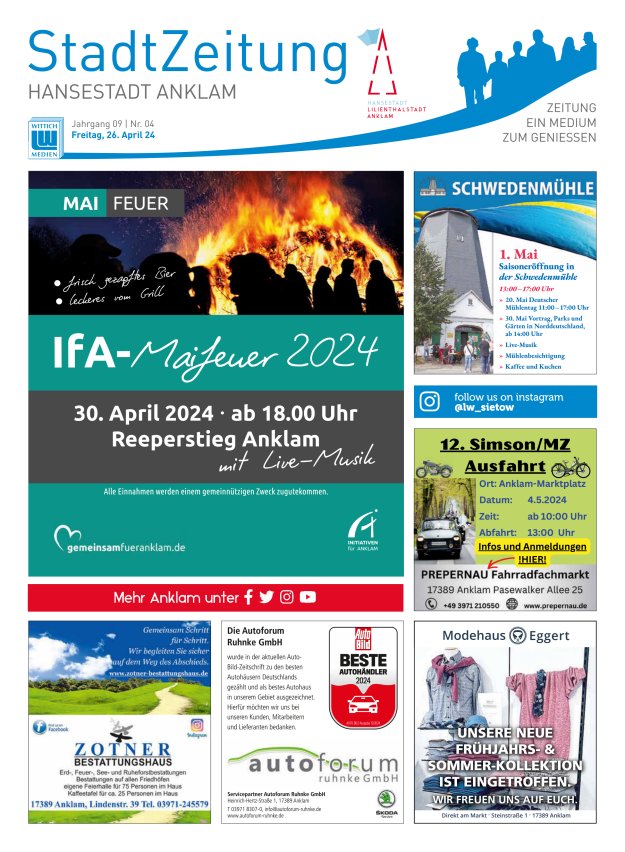 Anklam StadtZeitung Titelblatt 04/2024
