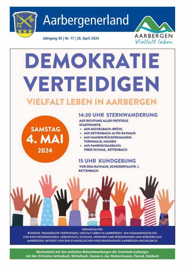 Aarbergenerland - Wochenblatt mit den amtlichen Bekanntmachungen Titelblatt 17/2024