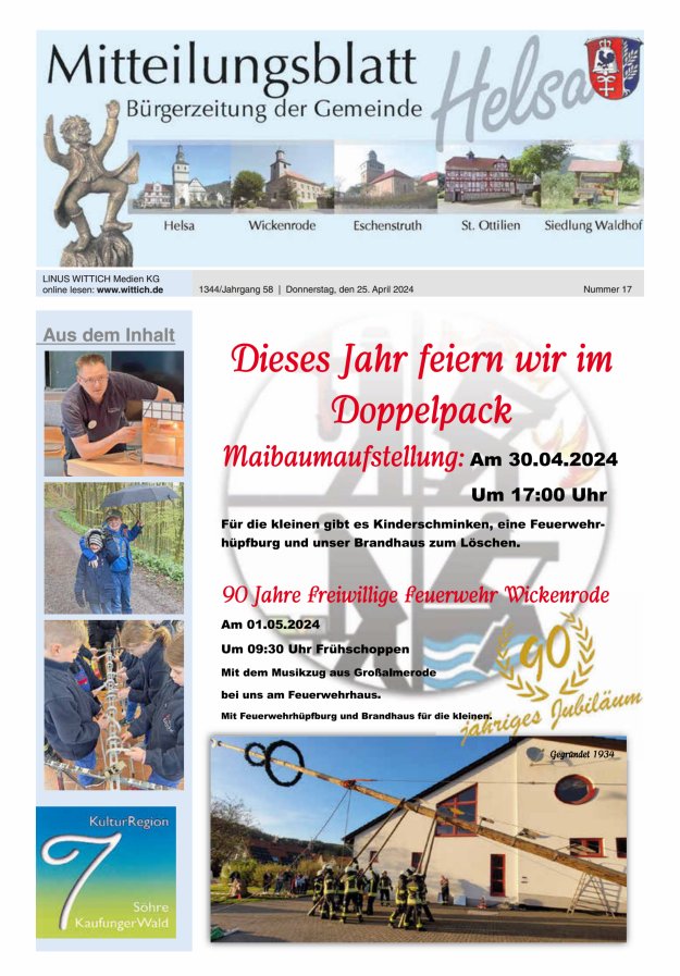 Mitteilungsblatt Helsa Titelblatt 17/2024