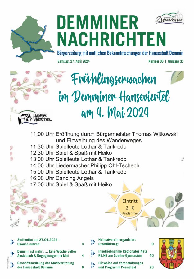 Demminer Nachrichten Titelblatt 06/2024