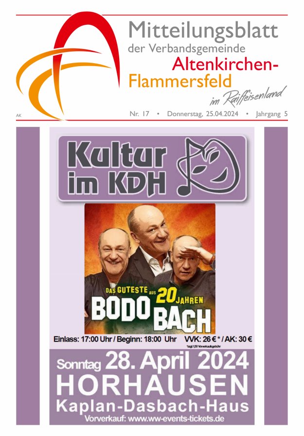 Mitteilungsblatt Verbandsgemeinde Altenkirchen-Flammersfeld Titelblatt 17/2024