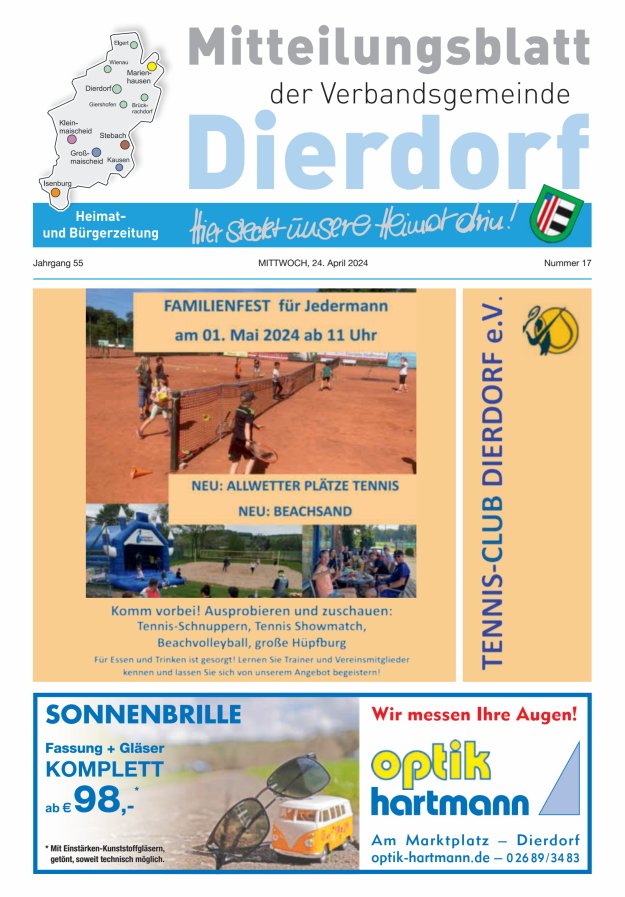 Mitteilungsblatt der Verbandsgemeinde Dierdorf Titelblatt 17/2024