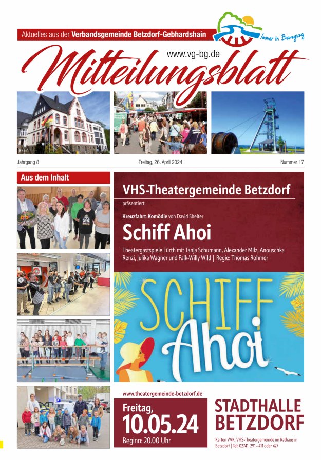 Aktuelles aus der VG Betzdorf-Gebhardshain, Ausgabe Betzdorf Titelblatt 17/2024