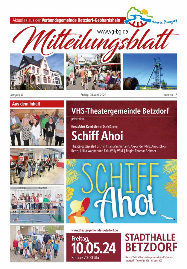 Aktuelles aus der VG Betzdorf-Gebhardshain Ausgabe Gebhardshain Titelblatt 17/2024
