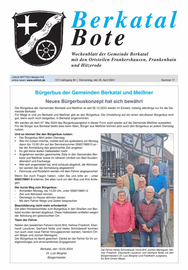 Berkatal Bote Titelblatt 17/2024