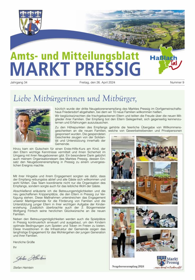 Amtsblatt für den Markt Pressig mit den Gemeindeteilen Titelblatt 09/2024