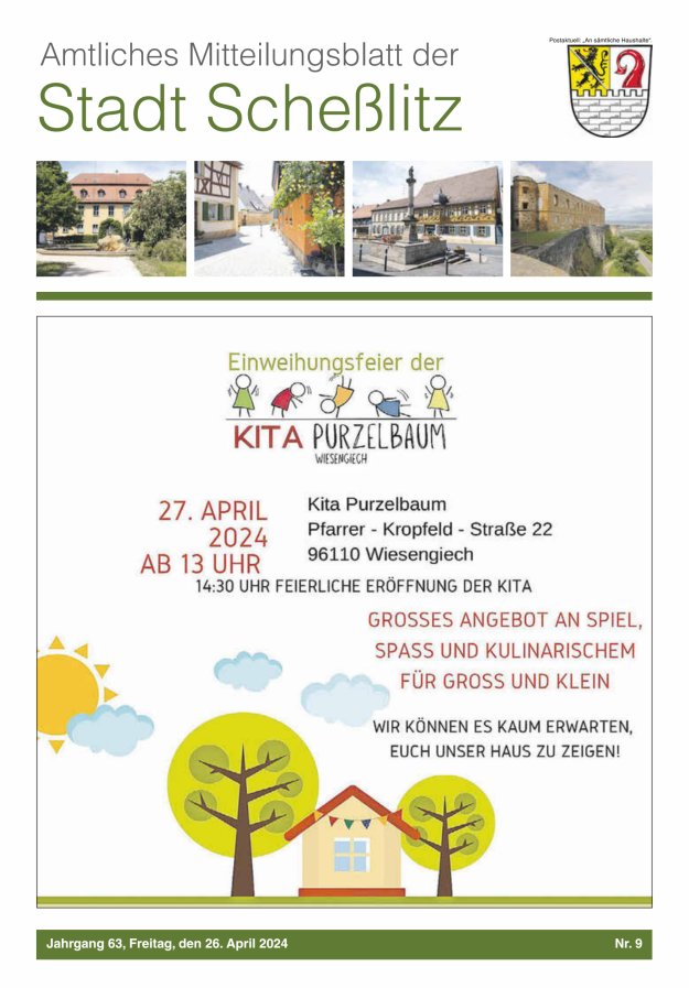 Scheßlitzer Anzeiger - Amtliches Mitteilungsblatt der Stadt Scheßlitz Titelblatt 09/2024