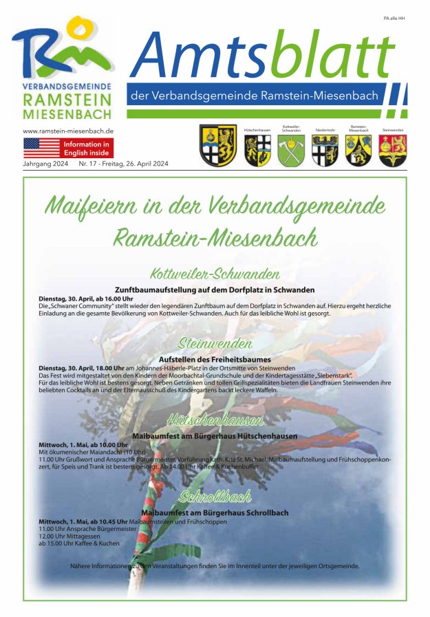 Amtsblatt VG Ramstein-Miesenbach Titelblatt 17/2024