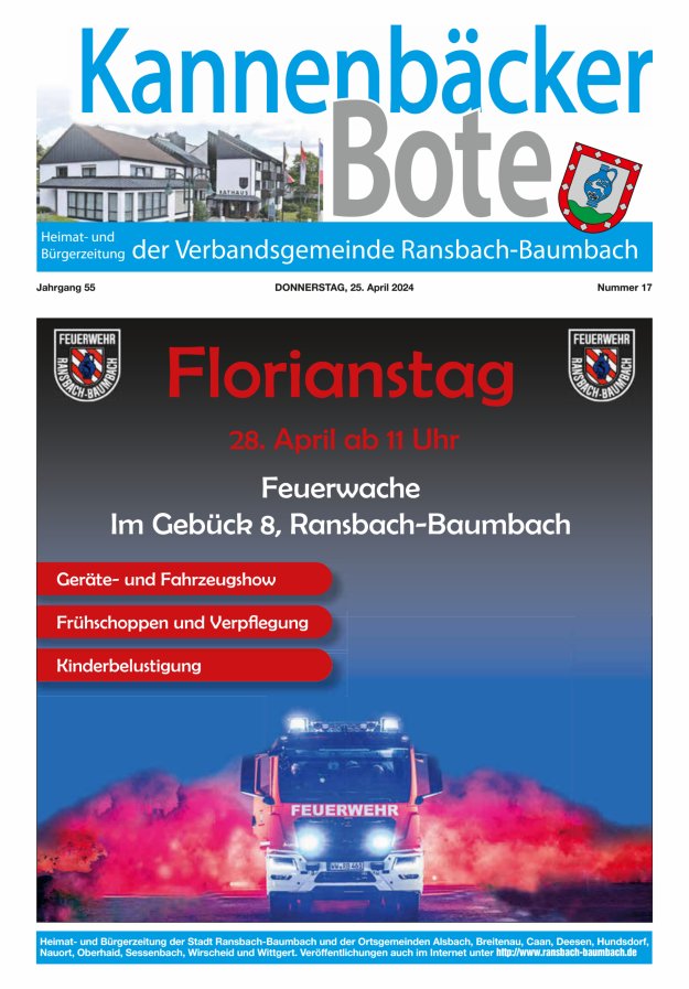 Kannenbäcker-Bote der Verbandsgemeinde Ransbach-Baumbach Titelblatt 17/2024