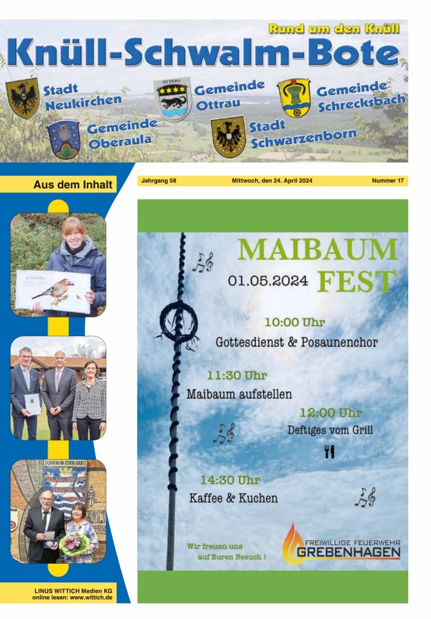 Knüll-Schwalm-Bote Titelblatt 17/2024