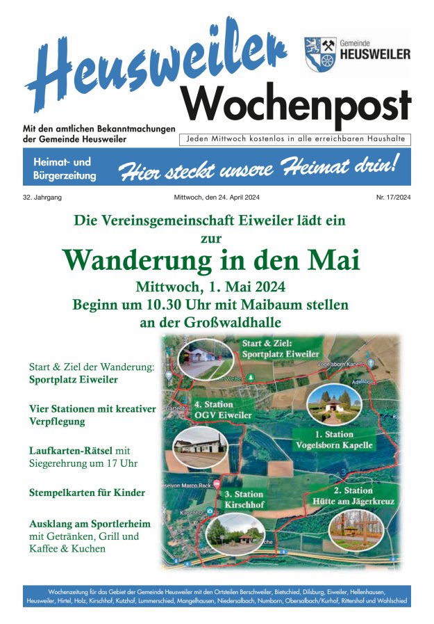 Heusweiler Wochenpost Titelblatt 17/2024