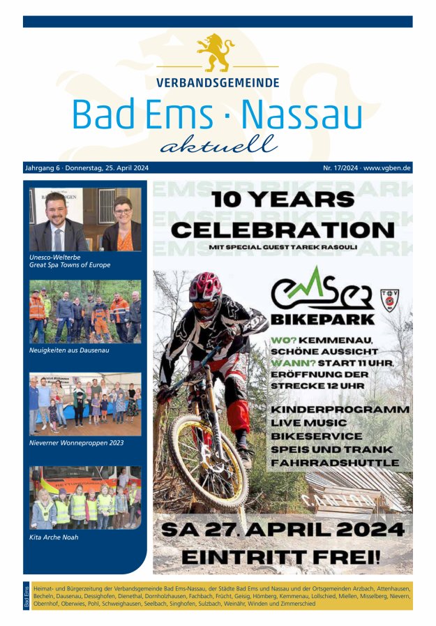 Bad Ems-Nassau aktuell Ausgabe Bad Ems Titelblatt 17/2024