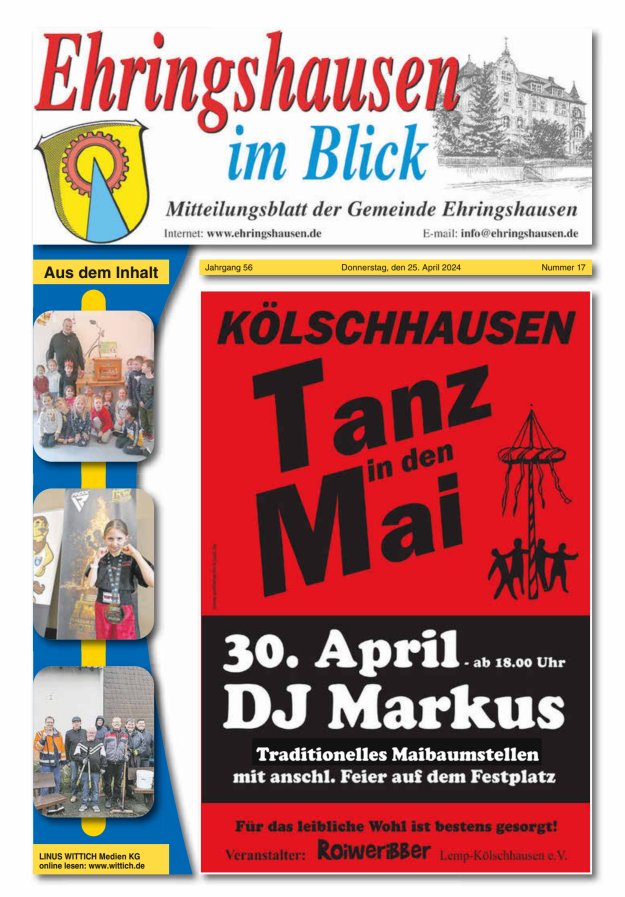 Mitteilungsblatt der Gemeinde Ehringshausen Titelblatt 17/2024