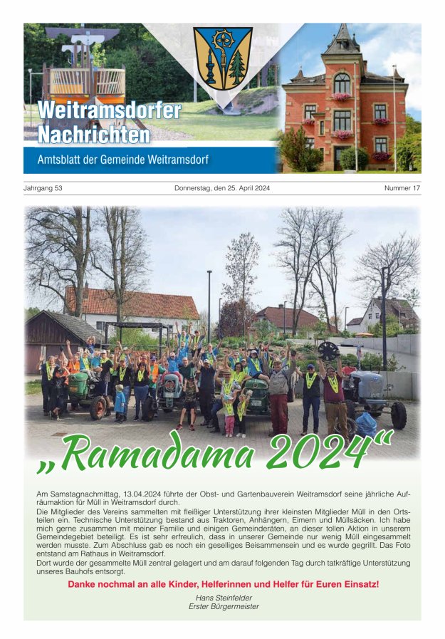 Weitramsdorfer Nachrichten Titelblatt 17/2024