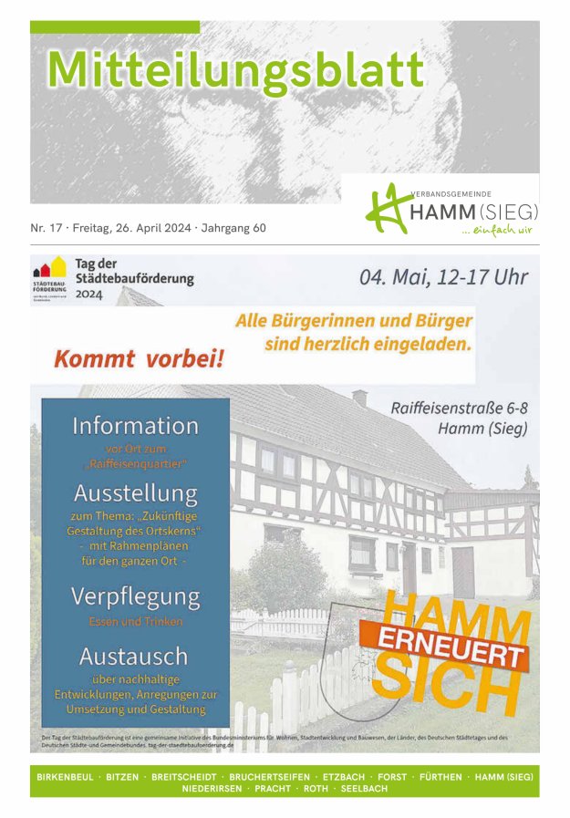 Mitteilungsblatt Hamm (Sieg) Titelblatt 17/2024