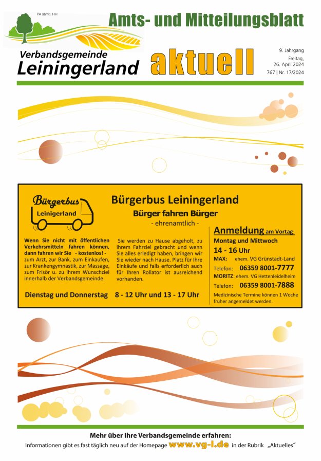 VG Leiningerland aktuell Titelblatt 17/2024