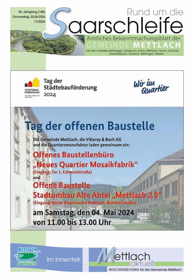 Rund um die Saarschleife Gemeinde Mettlach Titelblatt 17/2024